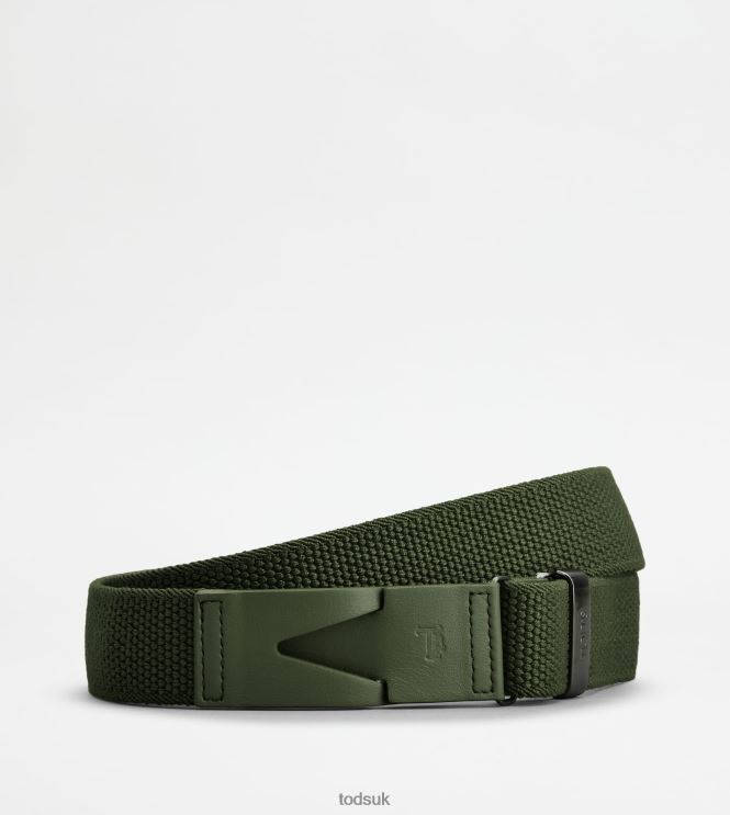 Tod's Men Belt in Canvas and Leather 602L84963 Green