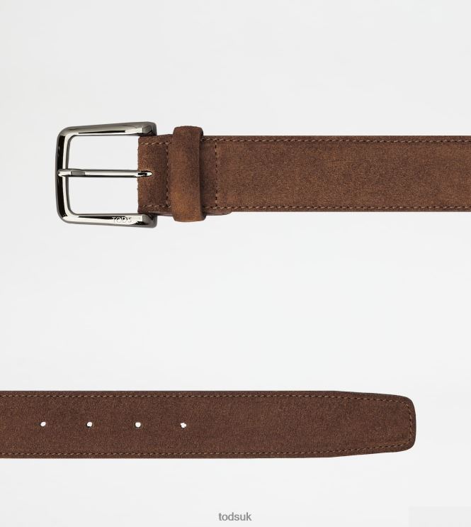 Tod's Men Belt in Suede 602L84981 Brown