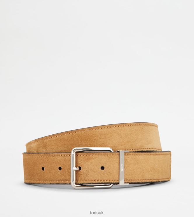 Tod's Men Reversible Belt in Leather 602L84956 Beige/Black