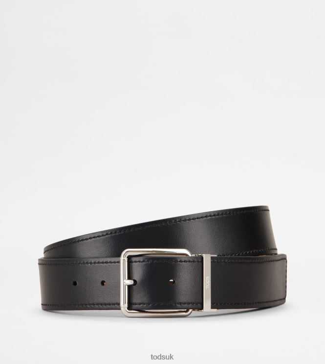 Tod's Men Reversible Belt in Leather 602L84956 Beige/Black