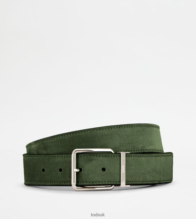 Tod's Men Reversible Belt in Leather 602L84959 Green/Brown