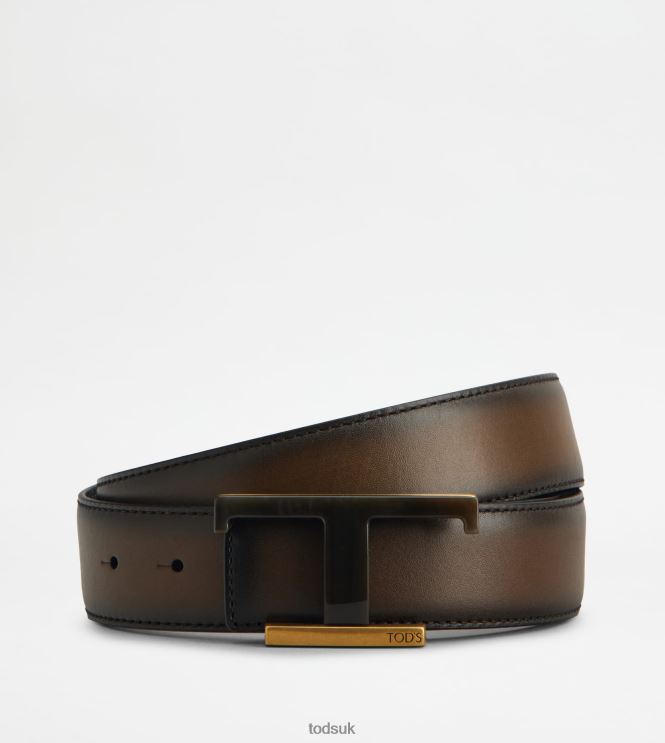 Tod's Men Reversible Belt in Leather 602L84971 Brown/Black