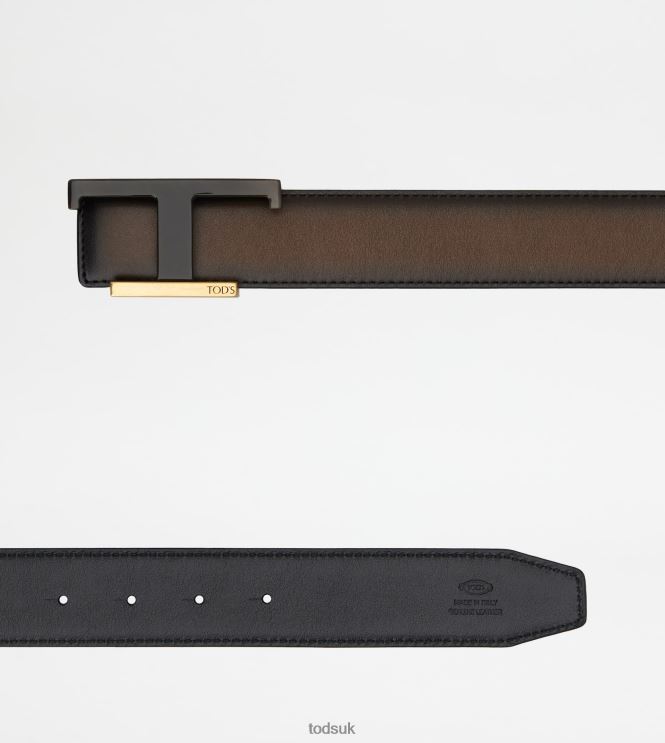 Tod's Men Reversible Belt in Leather 602L84971 Brown/Black
