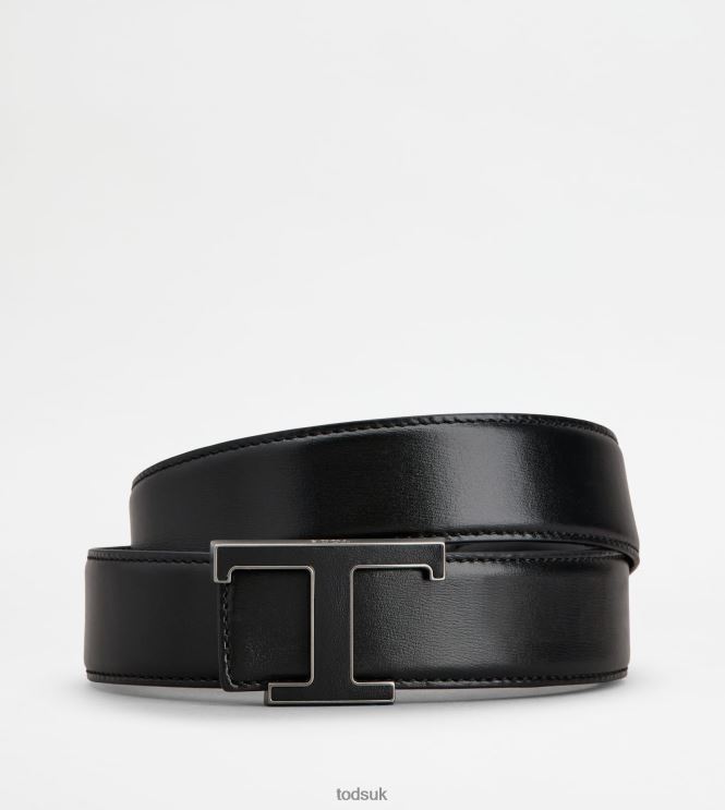 Tod's Men T Timeless Belt in Leather 602L84923 Black