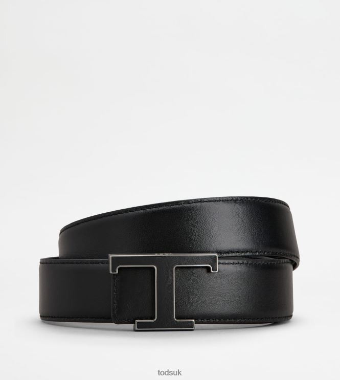 Tod's Men T Timeless Belt in Leather 602L84923 Black