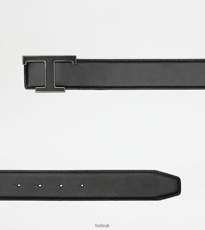 Tod's Men T Timeless Belt in Leather 602L84923 Black