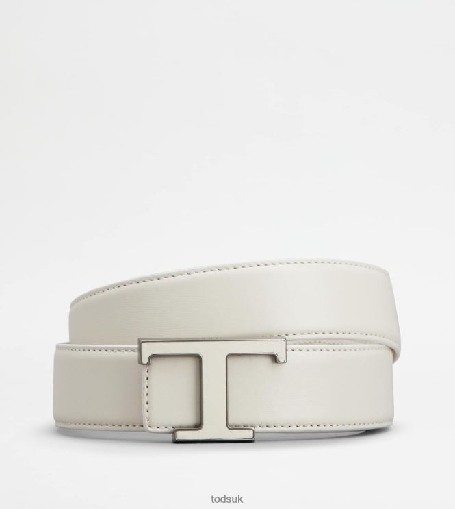 Tod's Men T Timeless Belt in Leather 602L84924 White