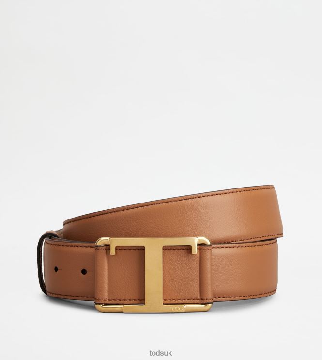 Tod's Men T Timeless Belt in Leather 602L84925 Brown