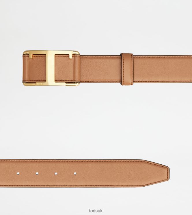 Tod's Men T Timeless Belt in Leather 602L84925 Brown