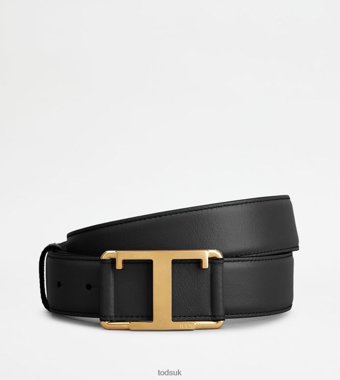Tod's Men T Timeless Belt in Leather 602L84926 Black