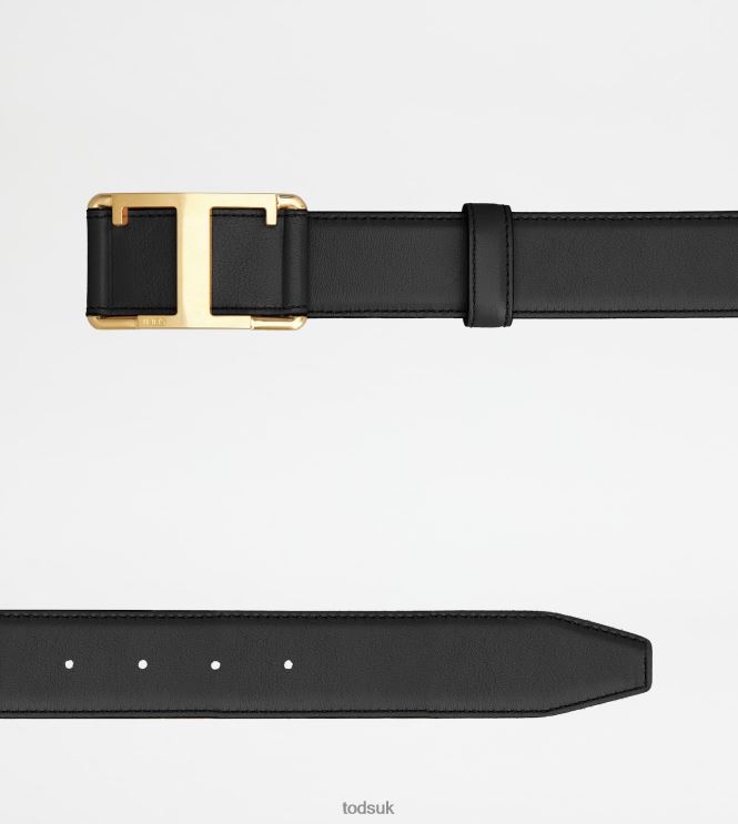 Tod's Men T Timeless Belt in Leather 602L84926 Black