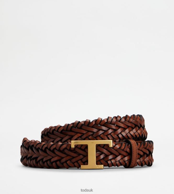 Tod's Men T Timeless Belt in Leather 602L84940 Brown