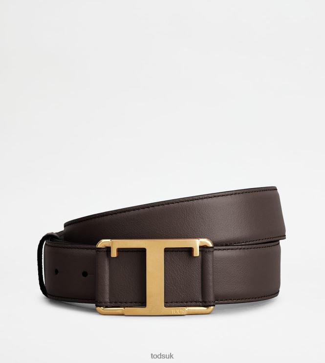 Tod's Men T Timeless Belt in Leather 602L84975 Brown