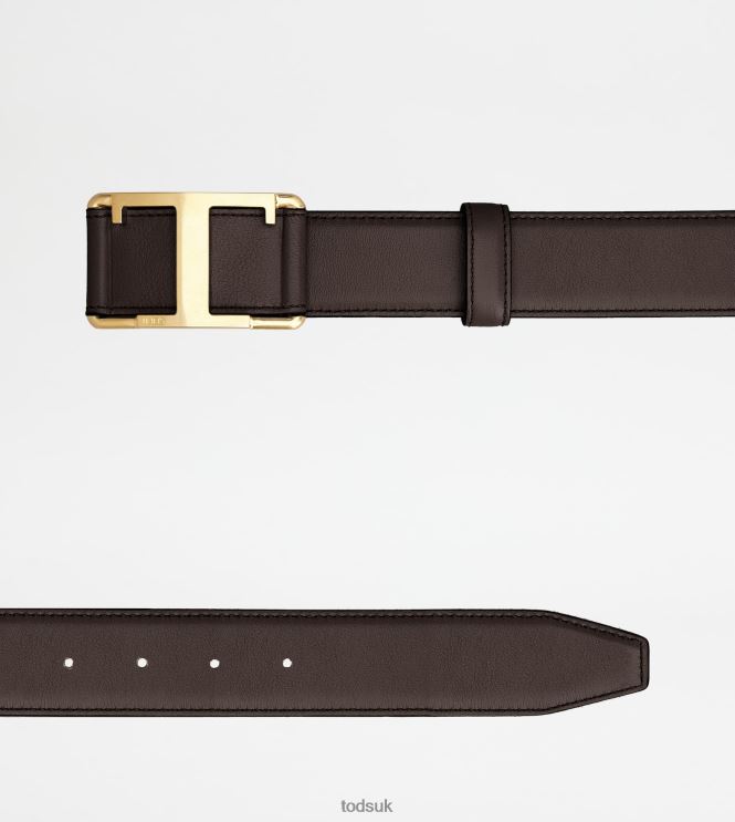 Tod's Men T Timeless Belt in Leather 602L84975 Brown
