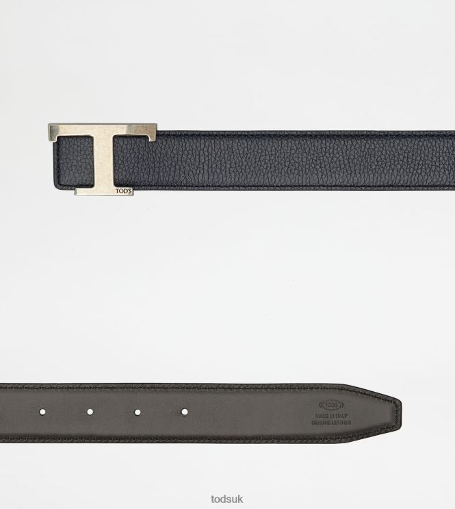 Tod's Men T Timeless Reversible Belt in Leather 602L84928 Blue