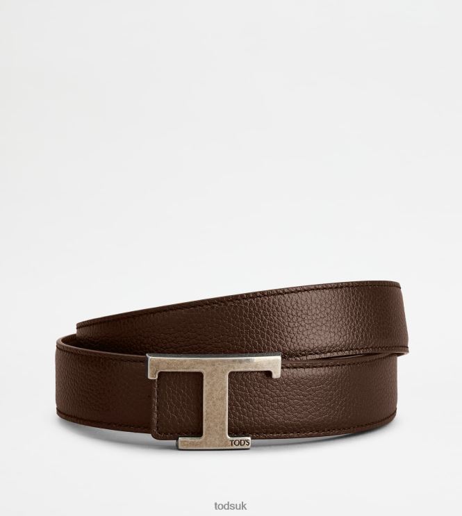 Tod's Men T Timeless Reversible Belt in Leather 602L84930 Brown