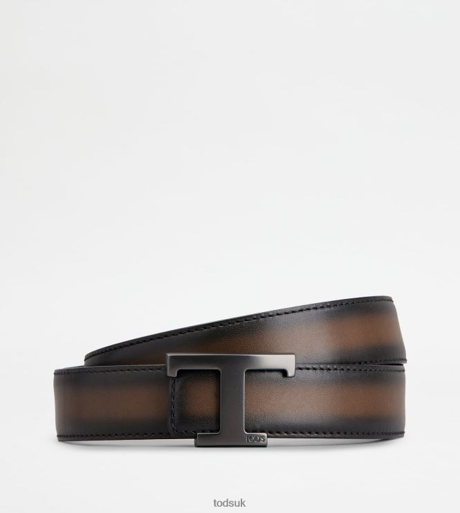Tod's Men T Timeless Reversible Belt in Leather 602L84933 Brown/Black
