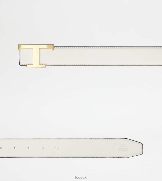 Tod's Men T Timeless Reversible Belt in Leather 602L84973 White