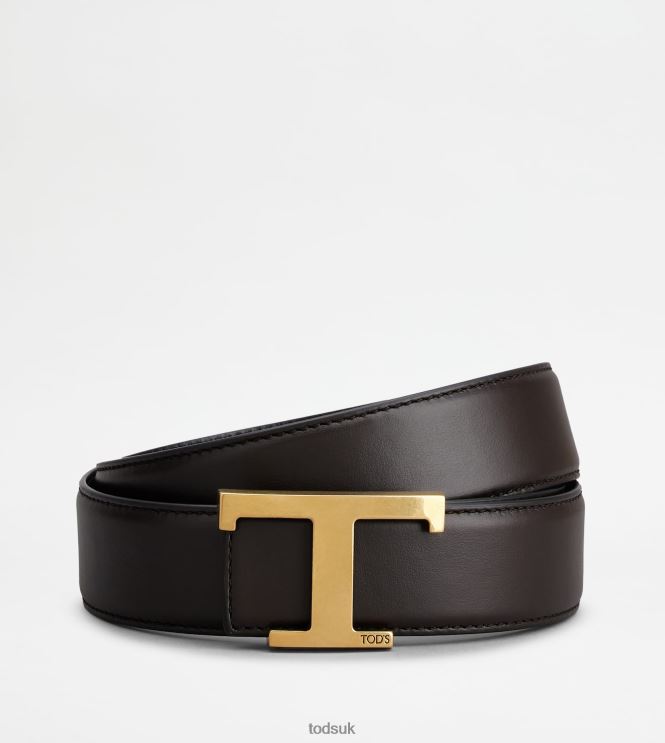 Tod's Men T Timeless Reversible Belt in Leather 602L84976 Brown/Black