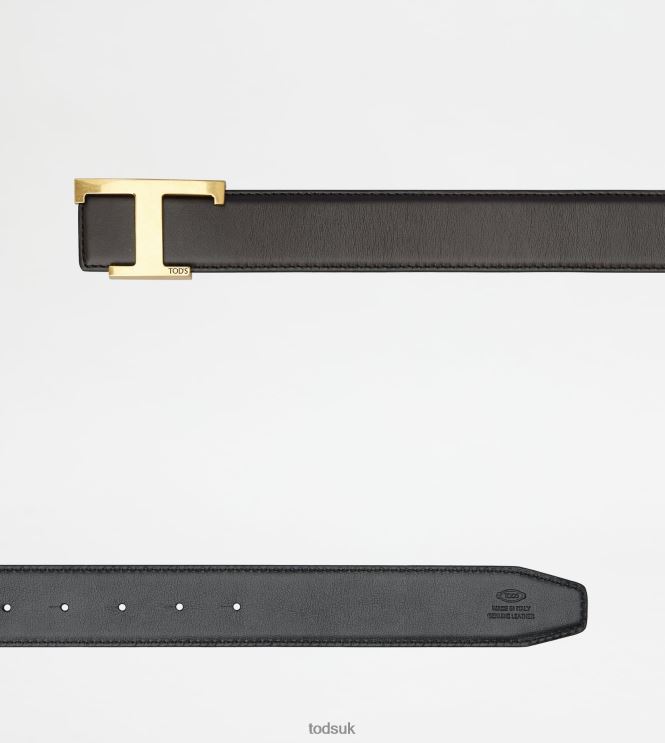 Tod's Men T Timeless Reversible Belt in Leather 602L84976 Brown/Black