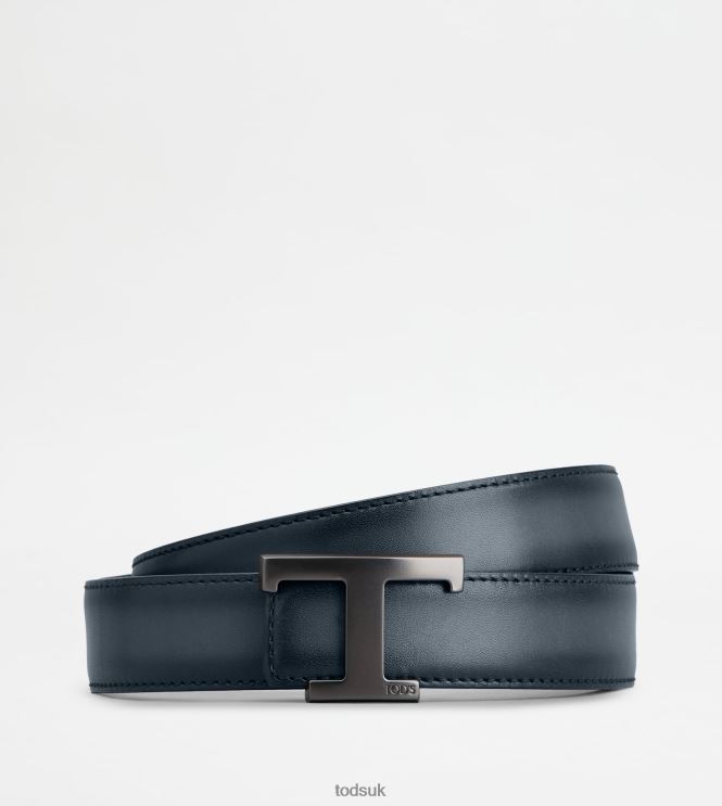 Tod's Men T Timeless Reversible Belt in Leather 602L84979 Blue/Black