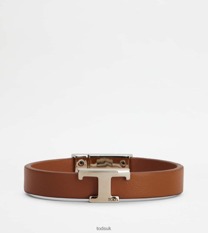 Tod's Men T Timeless Bracelet in Leather 602L841046 Brown
