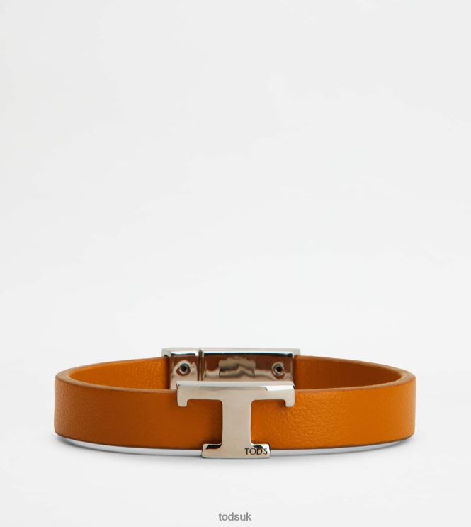 Tod's Men T Timeless Bracelet in Leather 602L841047 Orange