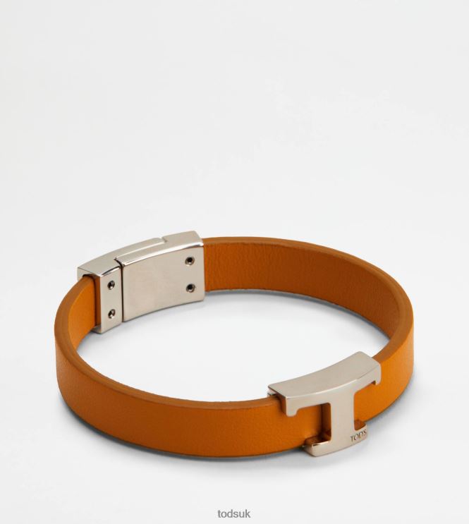 Tod's Men T Timeless Bracelet in Leather 602L841047 Orange