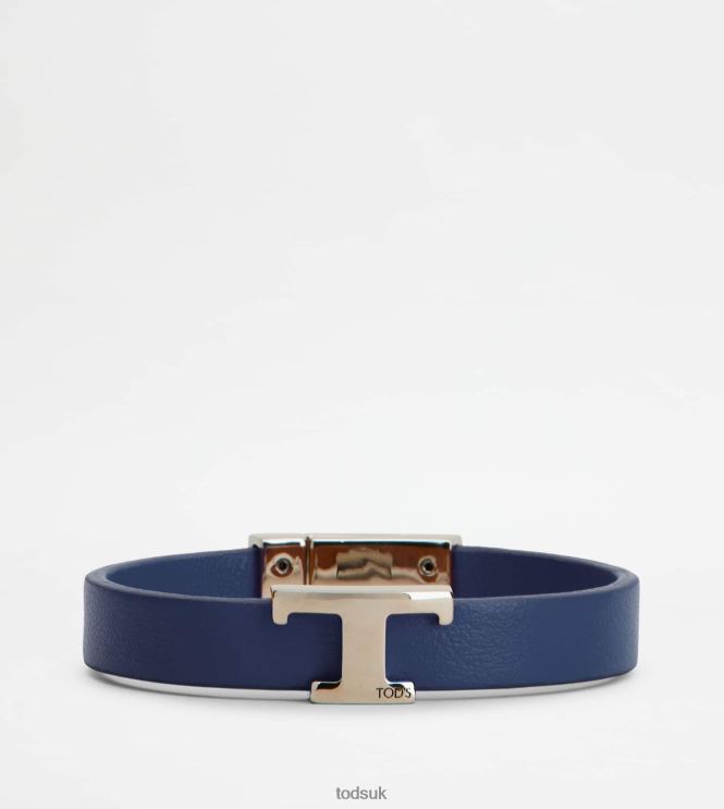 Tod's Men T Timeless Bracelet in Leather 602L841048 Blue