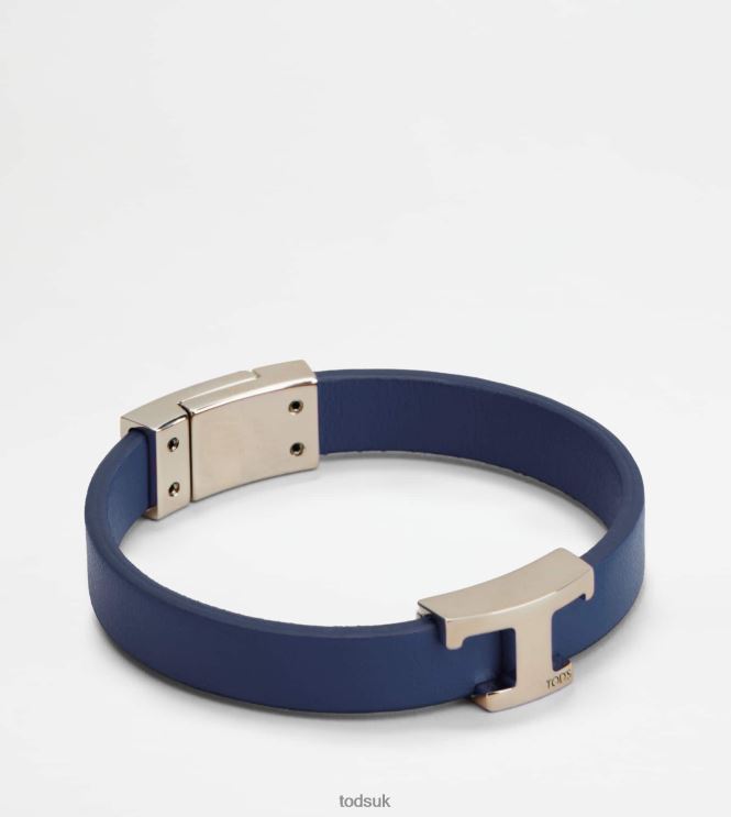 Tod's Men T Timeless Bracelet in Leather 602L841048 Blue