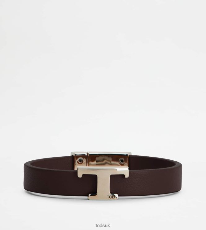 Tod's Men T Timeless Bracelet in Leather 602L841049 Brown