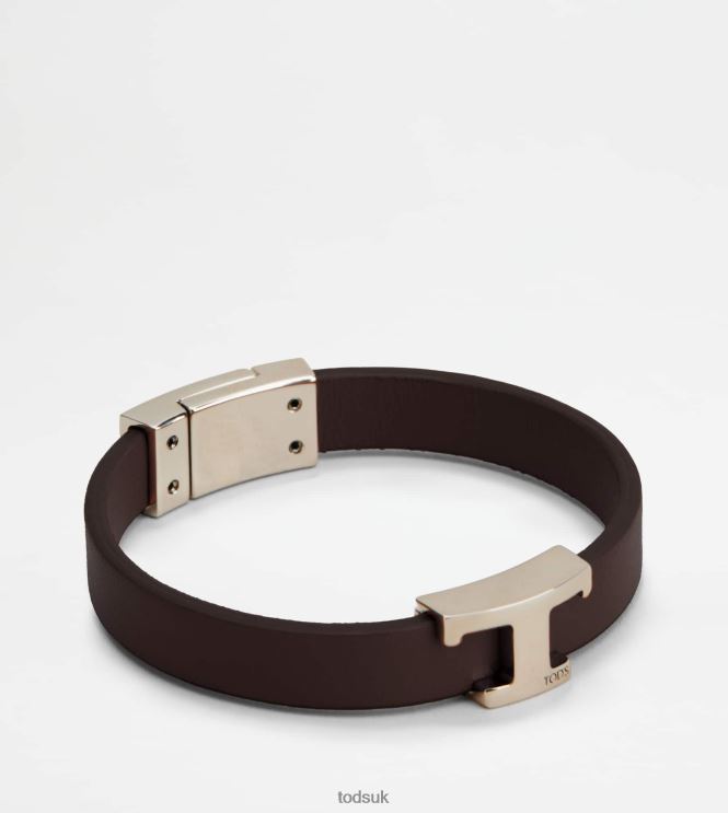 Tod's Men T Timeless Bracelet in Leather 602L841049 Brown