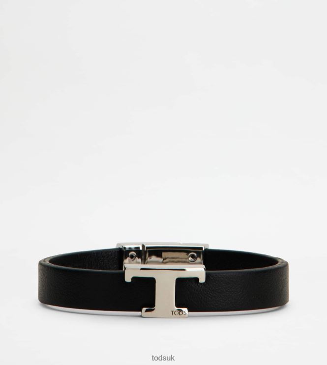 Tod's Men T Timeless Bracelet in Leather 602L841050 Black
