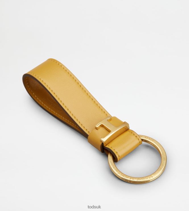 Tod's Men Key Holder in Leather 602L841034 Yellow