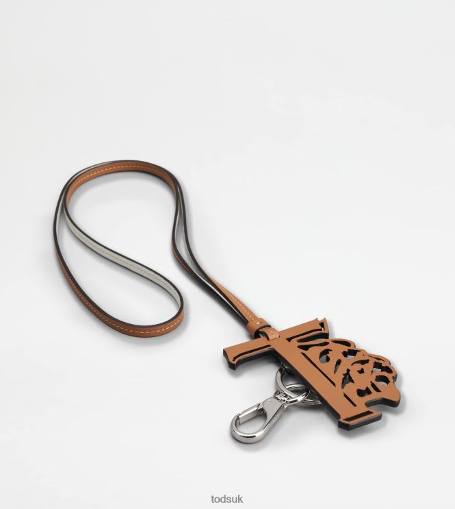 Tod's Men Key Holder in Leather 602L841037 Brown/White