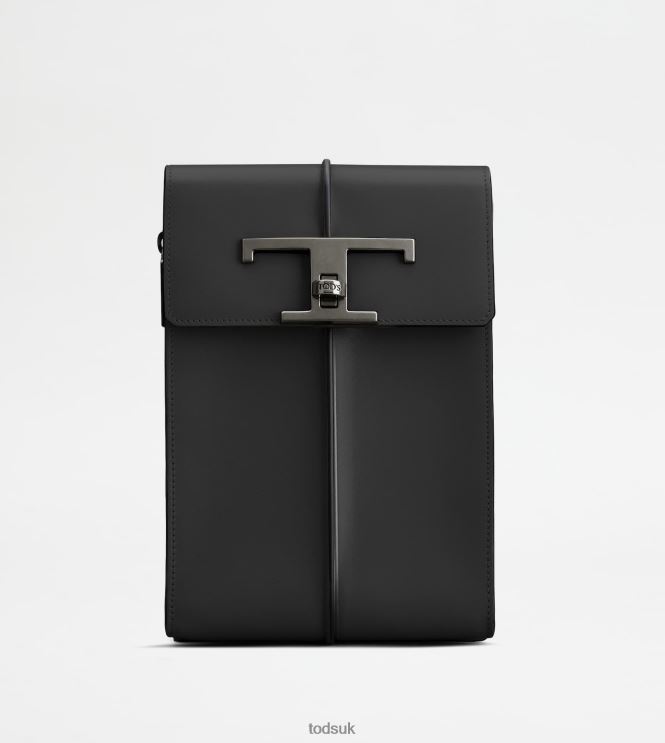 Tod's Men T Timeless Phone Bag in Leather 602L841043 Black