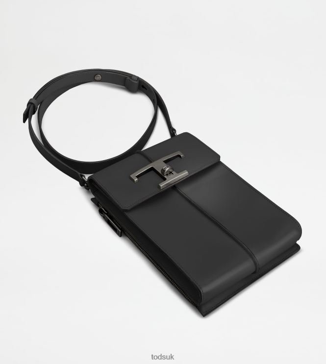 Tod's Men T Timeless Phone Bag in Leather 602L841043 Black
