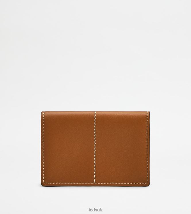 Tod's Men Business Card Holder in Leather 602L841014 Brown