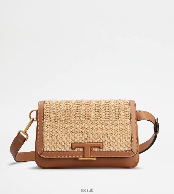 Tod's Men T Timeless Belt Bag in Cord and Leather Mini 602L84982 Beige/Brown
