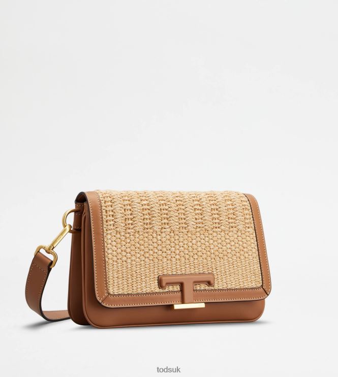 Tod's Men T Timeless Belt Bag in Cord and Leather Mini 602L84982 Beige/Brown