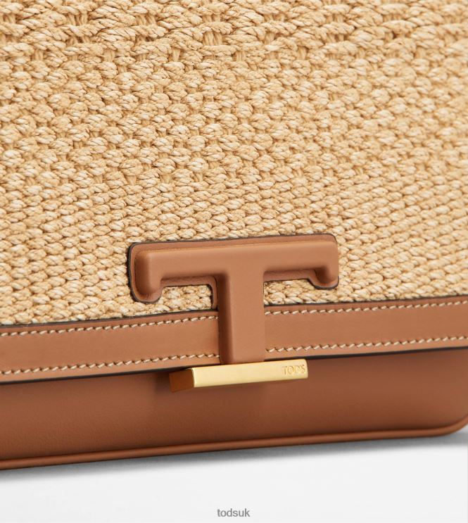Tod's Men T Timeless Belt Bag in Cord and Leather Mini 602L84982 Beige/Brown