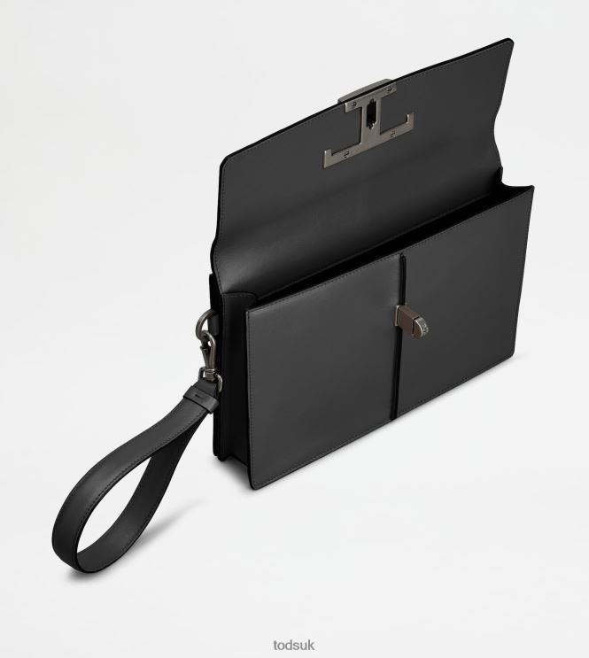 Tod's Men T Timeless Clutch Bag in Leather 602L84997 Black