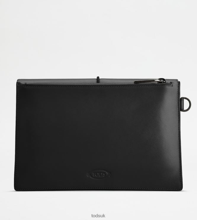 Tod's Men T Timeless Clutch Bag in Leather 602L84997 Black