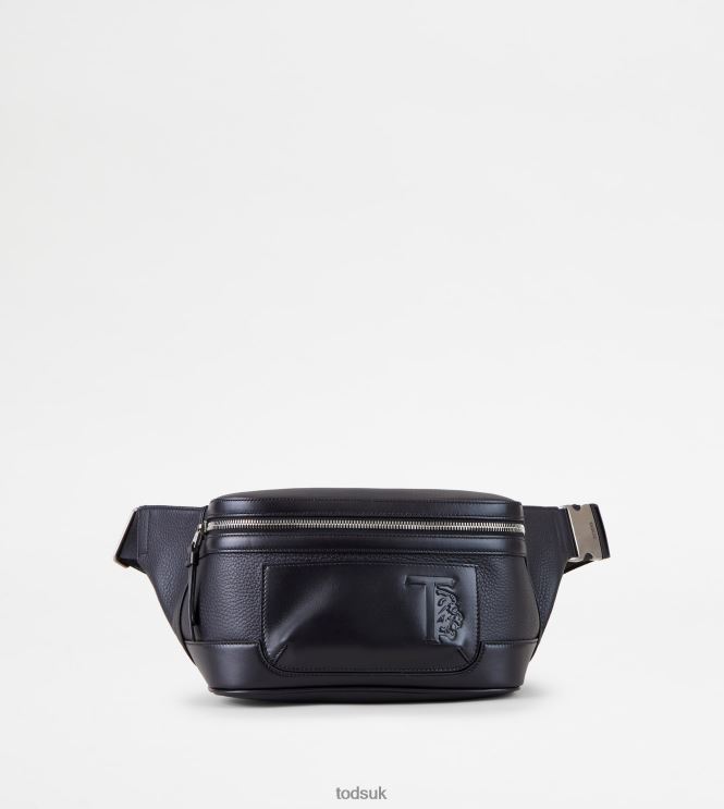 Tod's Men Waist Bag in Leather Small 602L84989 Black
