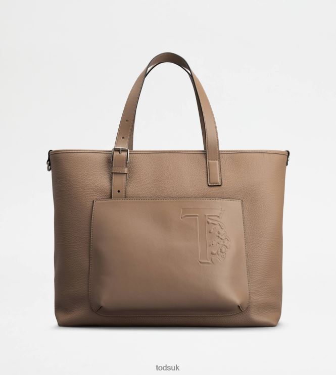 Tod's Men Shopping Bag in Leather Medium 602L841004 Brown
