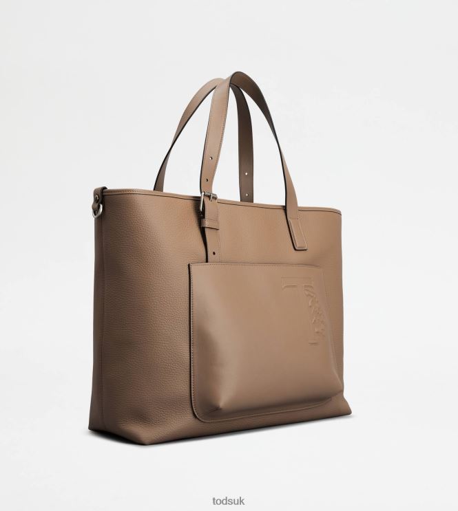 Tod's Men Shopping Bag in Leather Medium 602L841004 Brown