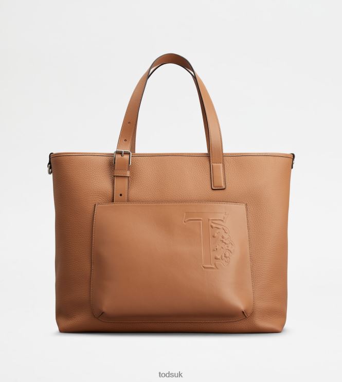 Tod's Men Shopping Bag in Leather Medium 602L841005 Brown