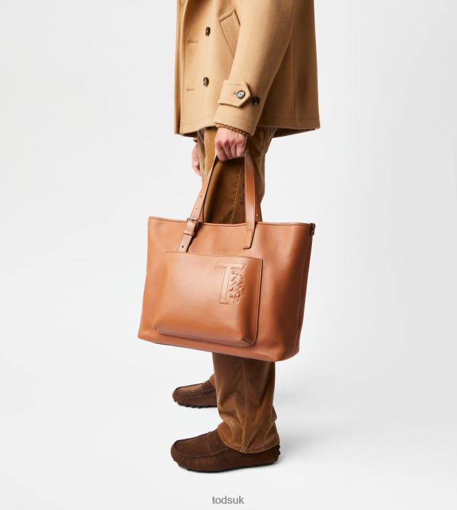 Tod's Men Shopping Bag in Leather Medium 602L841005 Brown