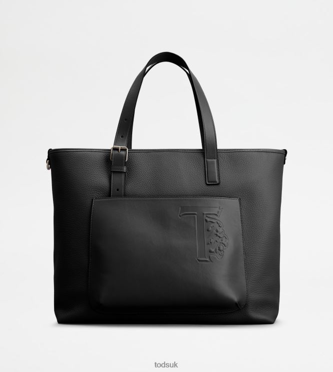 Tod's Men Shopping Bag in Leather Medium 602L841006 Black
