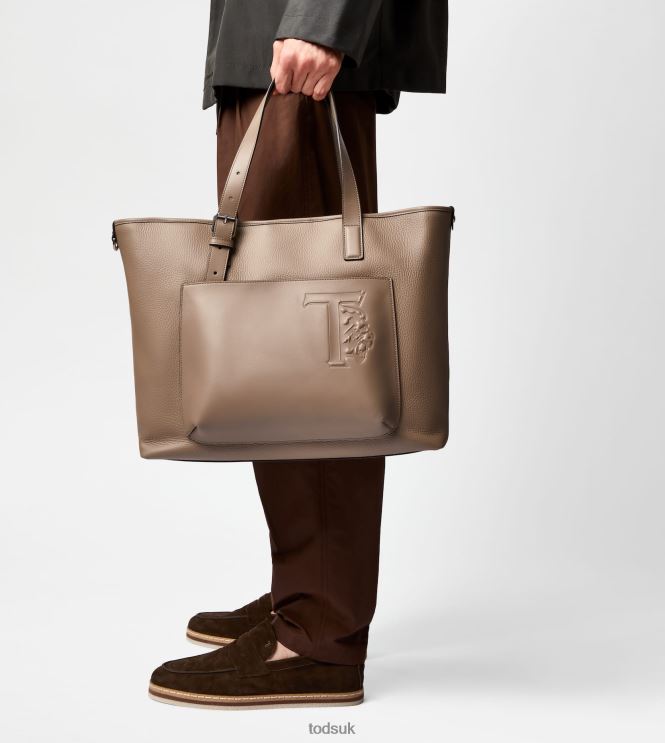 Tod's Men Shopping Bag in Leather Medium 602L841006 Black